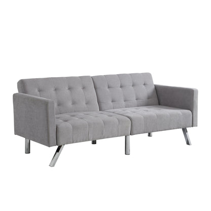 Futon Sofa Bed Convertible Folding Lounge Couch, Armrests - Light Gray