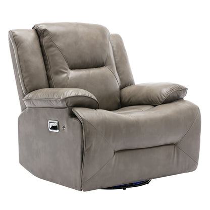 360ÔøΩÔøΩ Swivel And Rocking Home Theater Recliner Manual Recliner Chair With A Led Light Strip For Living Room - Gray