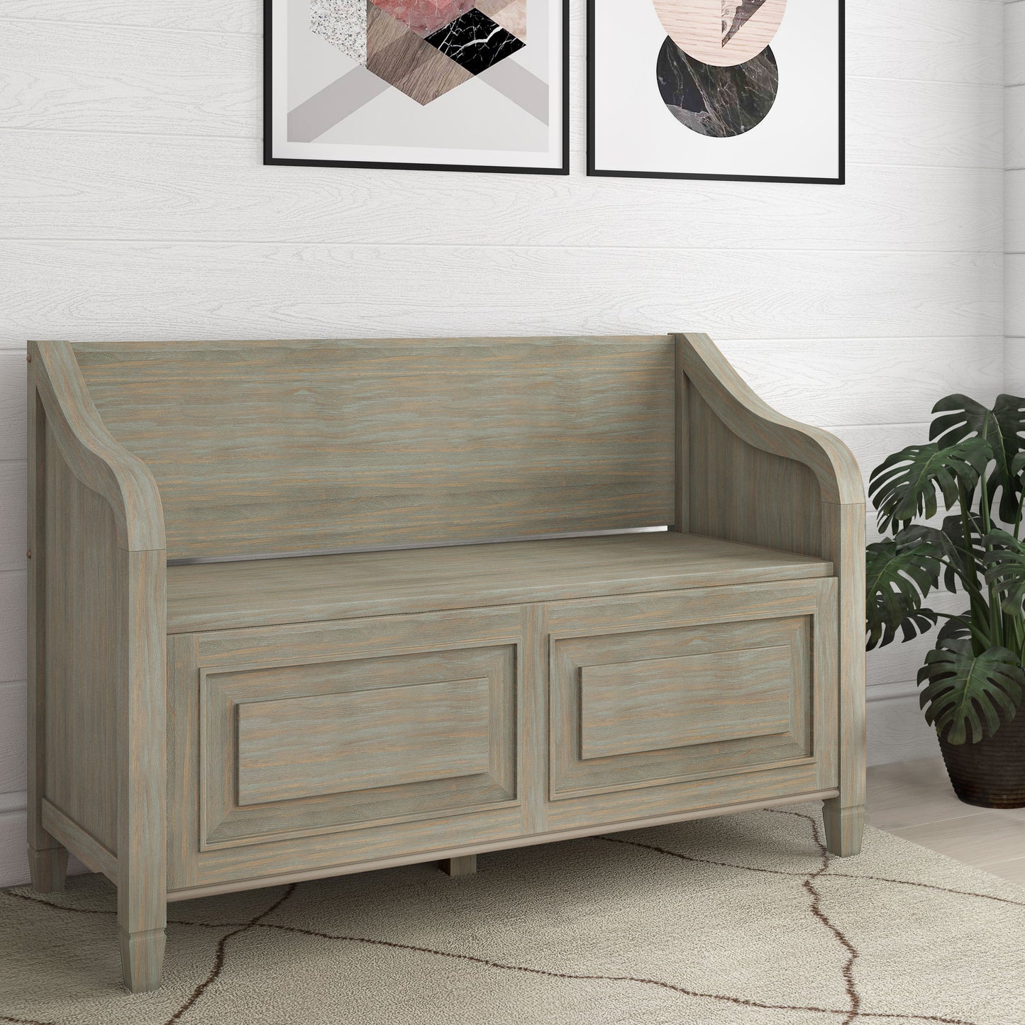 Connaught - Entryway Storage Bench - Distressed Gray