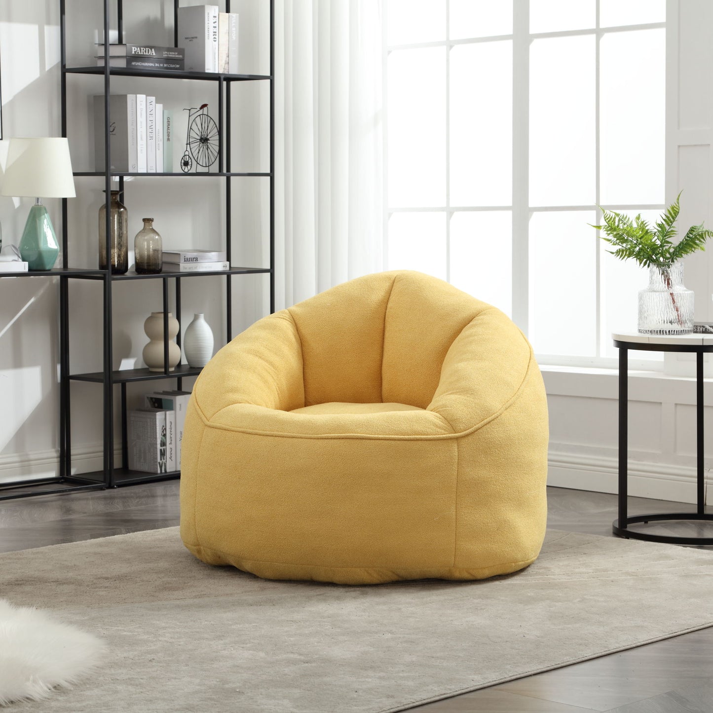 Bedding Bean Bag Sofa Chair High Pressure Foam Bean Bag Chair Adult Material With Padded Foam Padding Compressed Bean Bag With Footrest - Yellow