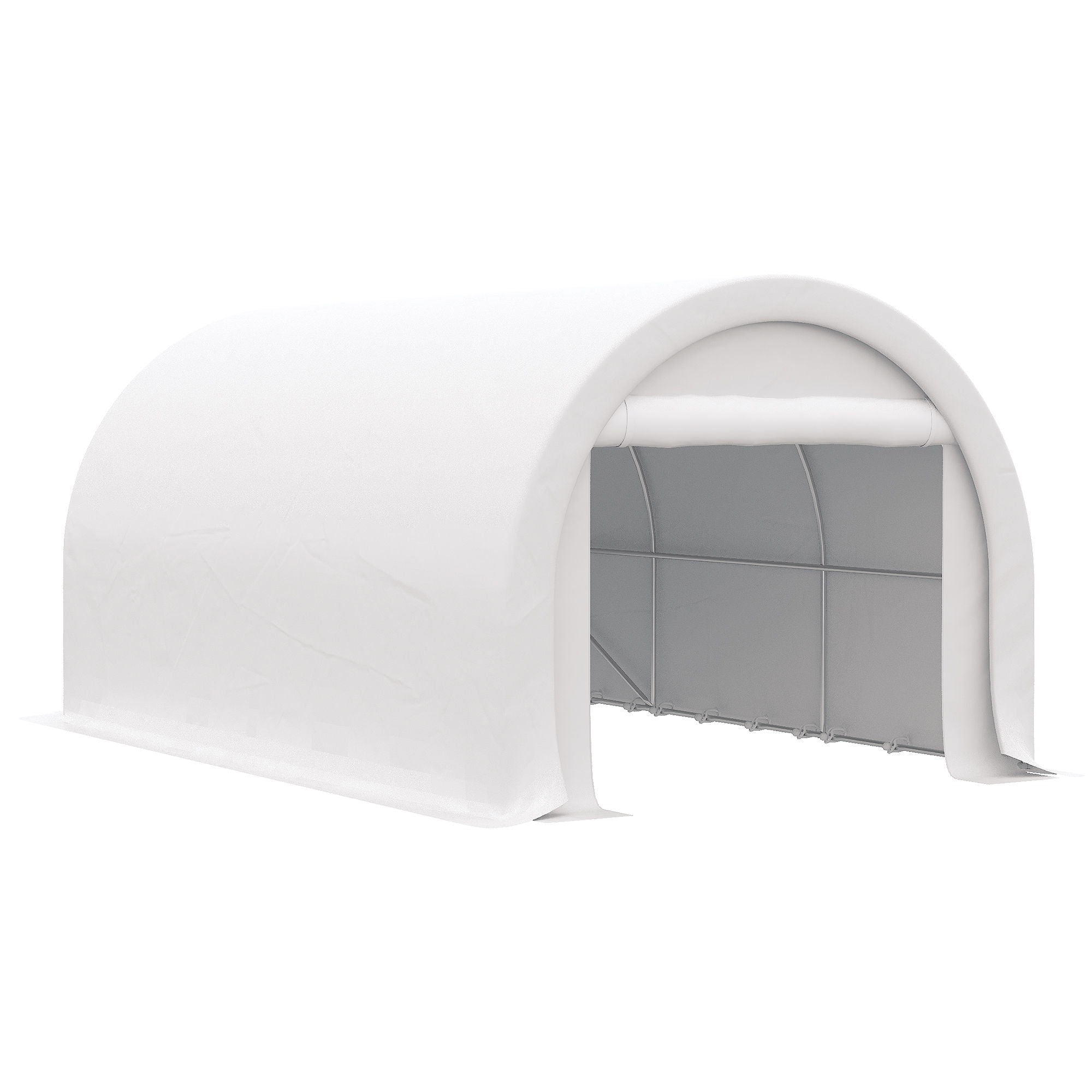 Outsunny - 10' x 16' Carport, Heavy Duty Portable Garage Storage Tent With Large Zippered Door, Anti-Uv Pe Canopy Cover For Car, Truck, Boat, Motorcycle, Bike, Garden Tools, Outdoor Work - White