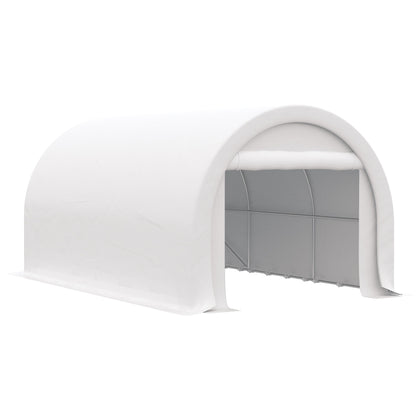 Outsunny - 10' x 16' Carport, Heavy Duty Portable Garage Storage Tent With Large Zippered Door, Anti-Uv Pe Canopy Cover For Car, Truck, Boat, Motorcycle, Bike, Garden Tools, Outdoor Work - White
