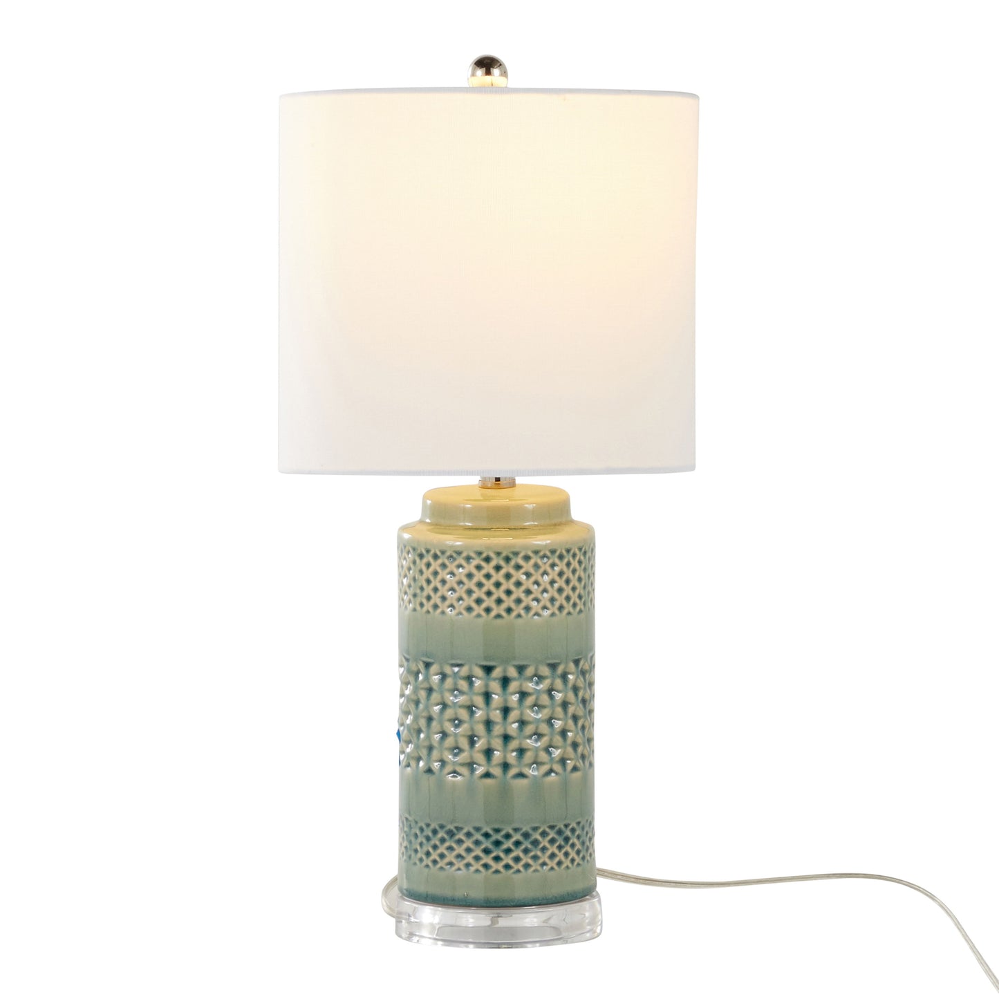 Casa - Contemporary Table Lamp (Set of 2) - Sage Green Crackle / Polished Nickel / White