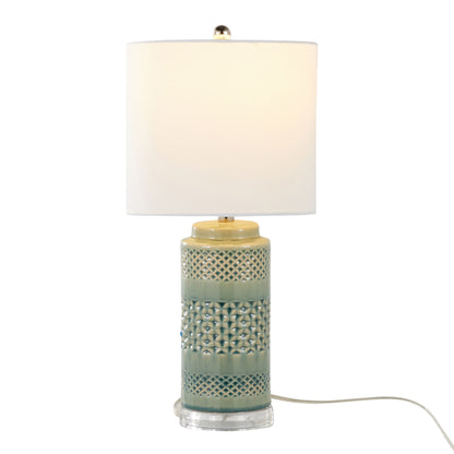 Casa - Contemporary Table Lamp (Set of 2) - Sage Green Crackle / Polished Nickel / White
