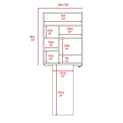 Wall Foldable Table With Multiple Shelves - White