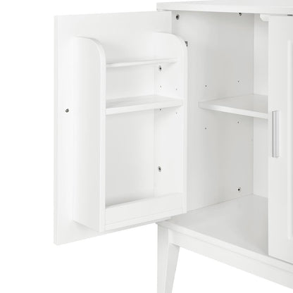4 Door Sideboard Storage Cabinet With Door Shelf For Living Room And Dining Room, 2 Large Cabinets With Adjustable Shelf - White