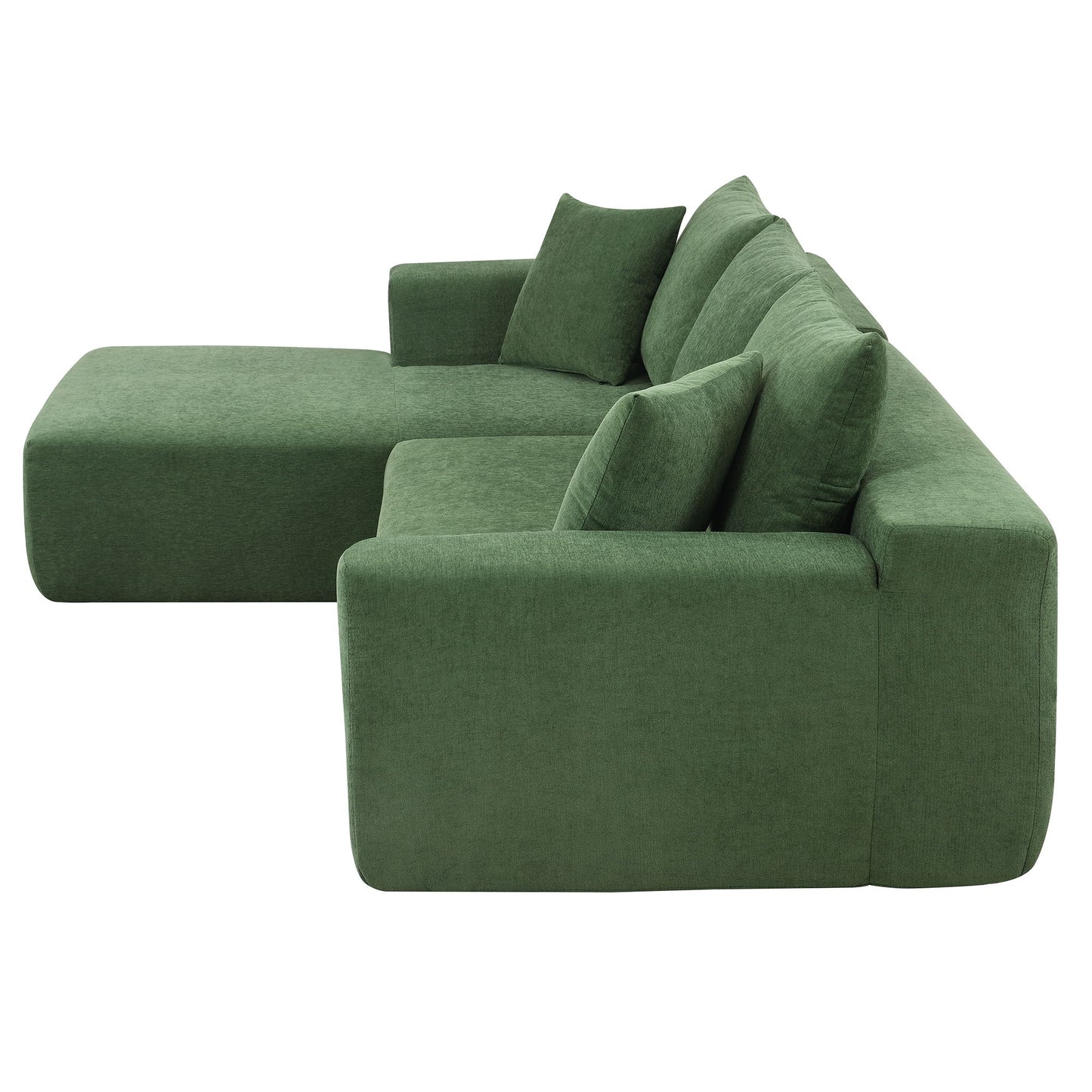 Modular Sectional Living Room Sofa Set, Modern Minimalist Style Couch, Upholstered Sleeper Sofa Salon, 2 Piece Free Combination, L-Shape - Green