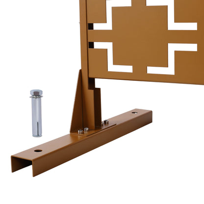 Outdoor & Indoor Freestanding Decorative Privacy Screen For Deck Balcony Patio, Metal Privacy Screen - Brown