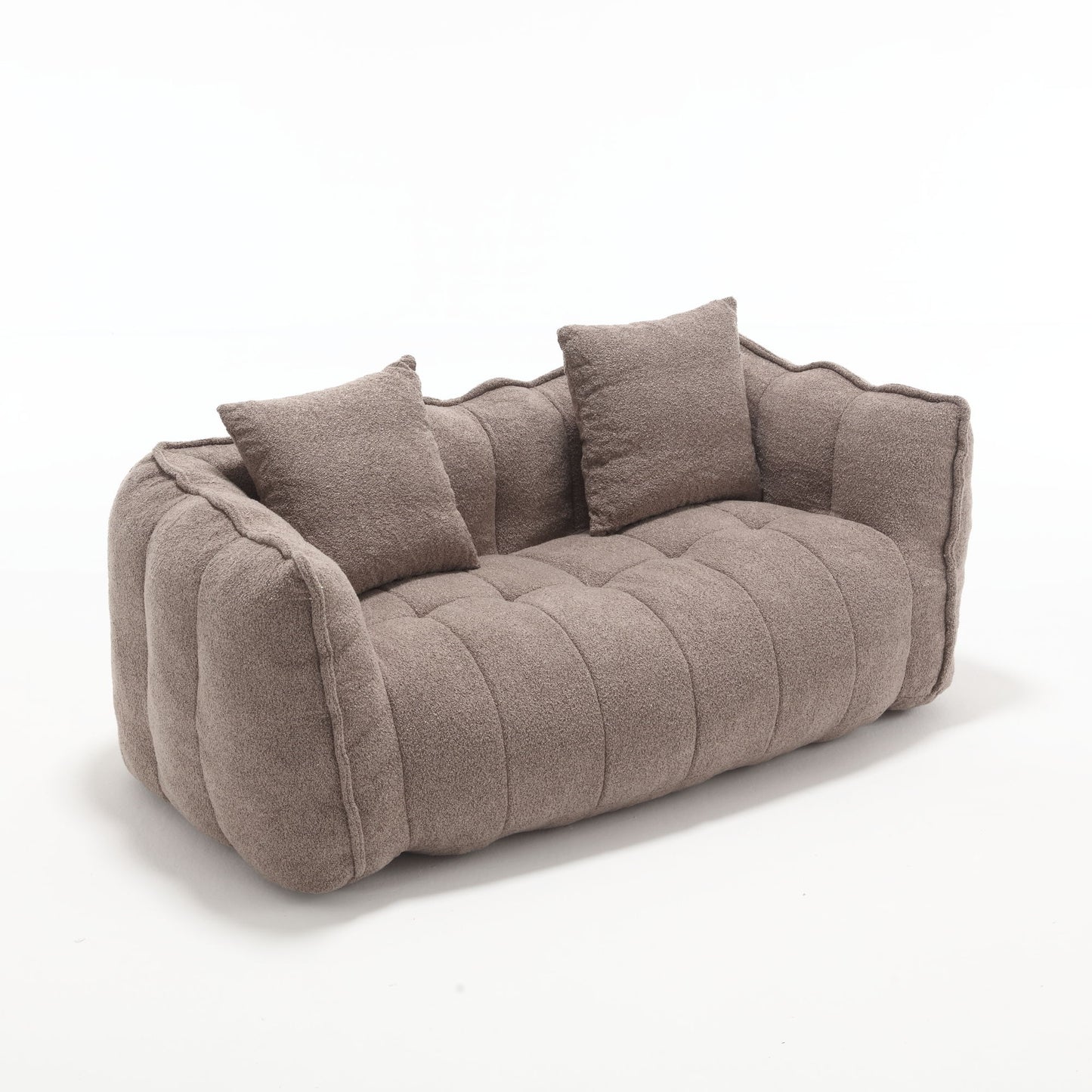Soft Beanbag Chair With High Resilience Foam Core For Two People - Brown