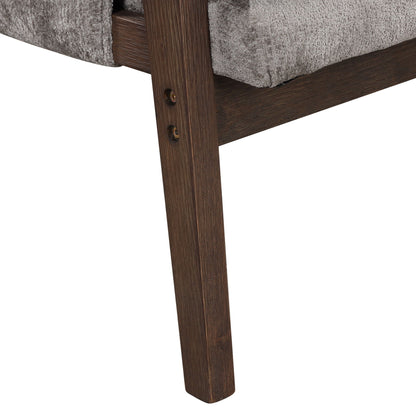 Mid-Century Modern Velvet Accent Chair, Leisure Chair With Solid Wood And Thick Seat Cushion For Living Room, Bedroom, Studio - Gray
