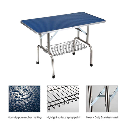 Large Grooming Table For Pet Dog And Cat With Adjustable Arm And Clamps Large Heavy Duty Animal Grooming Table - Blue