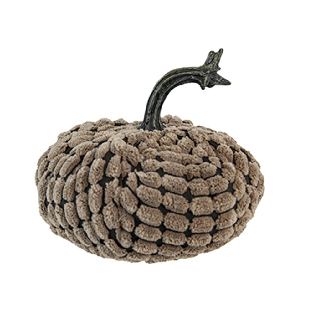 Chenille Weighted Pumpkin Ornament Decor For Holiday Harvest Festival Fall Festival & Thanksgiving (Set of 2) - Dark Brown