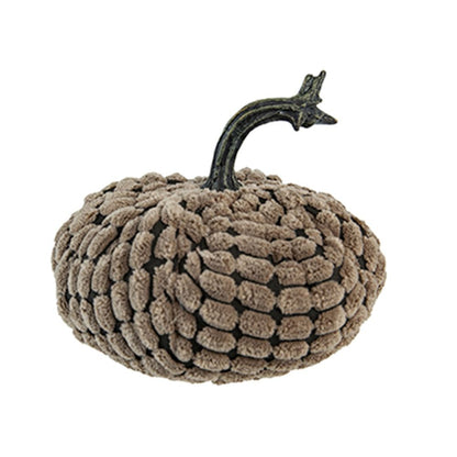 Chenille Weighted Pumpkin Ornament Decor For Holiday Harvest Festival Fall Festival & Thanksgiving (Set of 2) - Dark Brown