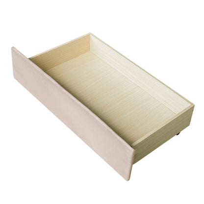 Twin Size Upholstered Daybed With Two Drawers And Slat - Beige