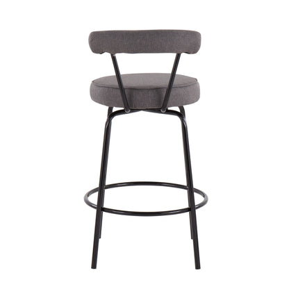 Rhonda - Contemporary Counter Stool (Set of 2) - Black / Charcoal