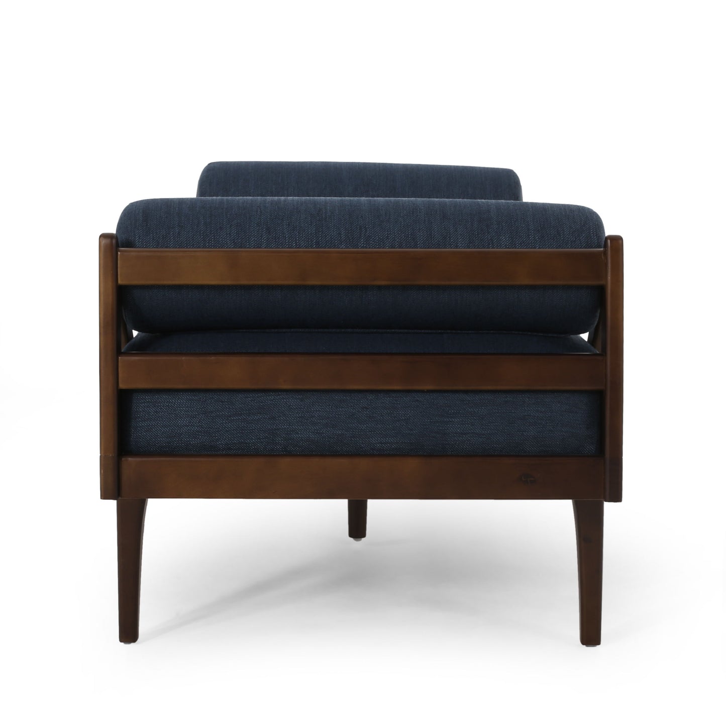 Chic Contemporary Chaise Lounge With Button Tufting And Bentwood Structure - Navy Blue