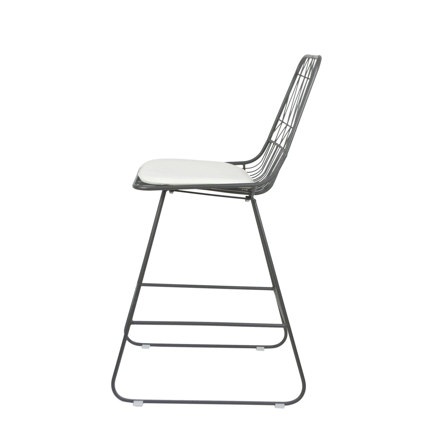 Yearning - Iron Counter Stool With Water Resistant Cushion - Gray / Ivory