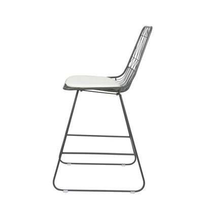 Yearning - Iron Counter Stool With Water Resistant Cushion - Gray / Ivory