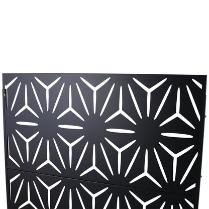 Outdoor & Indoor Privacy Screen, Metal Privacy Screen, Freestanding Decorative Privacy Screen For Deck Balcony Patio - Black