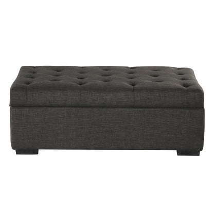 Convertible Ottoman Sleeper With Memory Mattress And Tufted Design, Folding Sofa Bed - Dark Gray Linen
