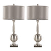 Joan - Contemporary Table Lamp (Set of 2) - Nickel / Gray Satin