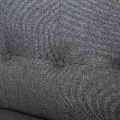 Mid Century Modern Loveseat Sofa With Button Tufted Backrest - Dark Gray