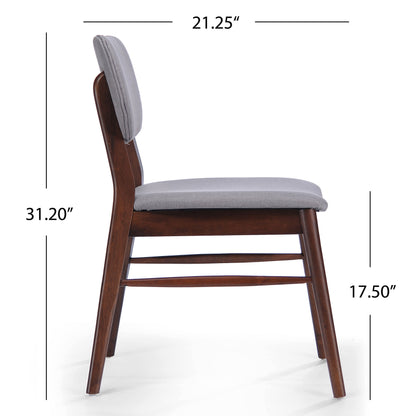 Mid Century Modern Upholstered Dining Chairs With Splayed Rubberwood Legs (Set of 2) - Light Gray