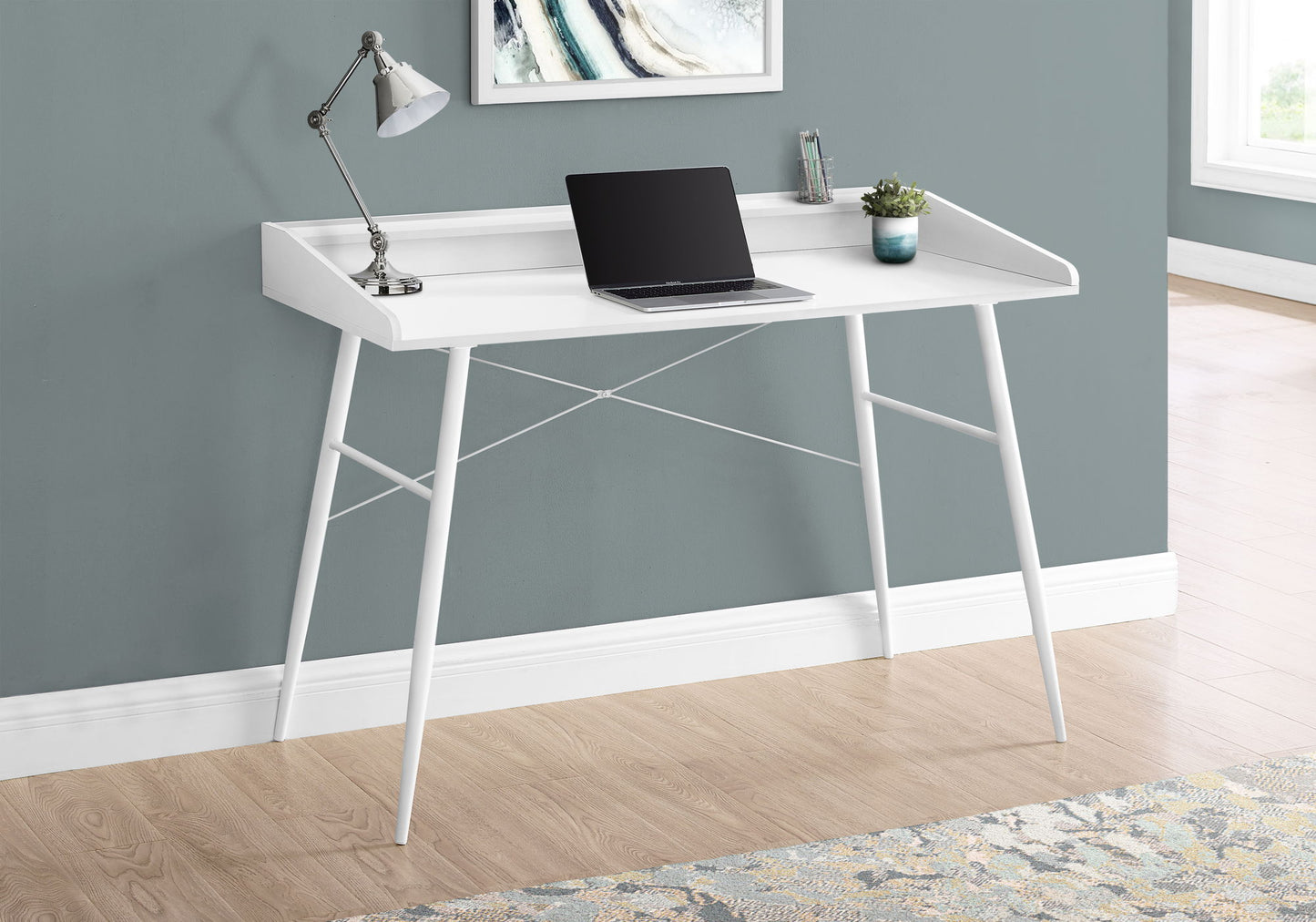Computer Desk For Home Office, Laptop, Storage Shelves, Convenient Design - White