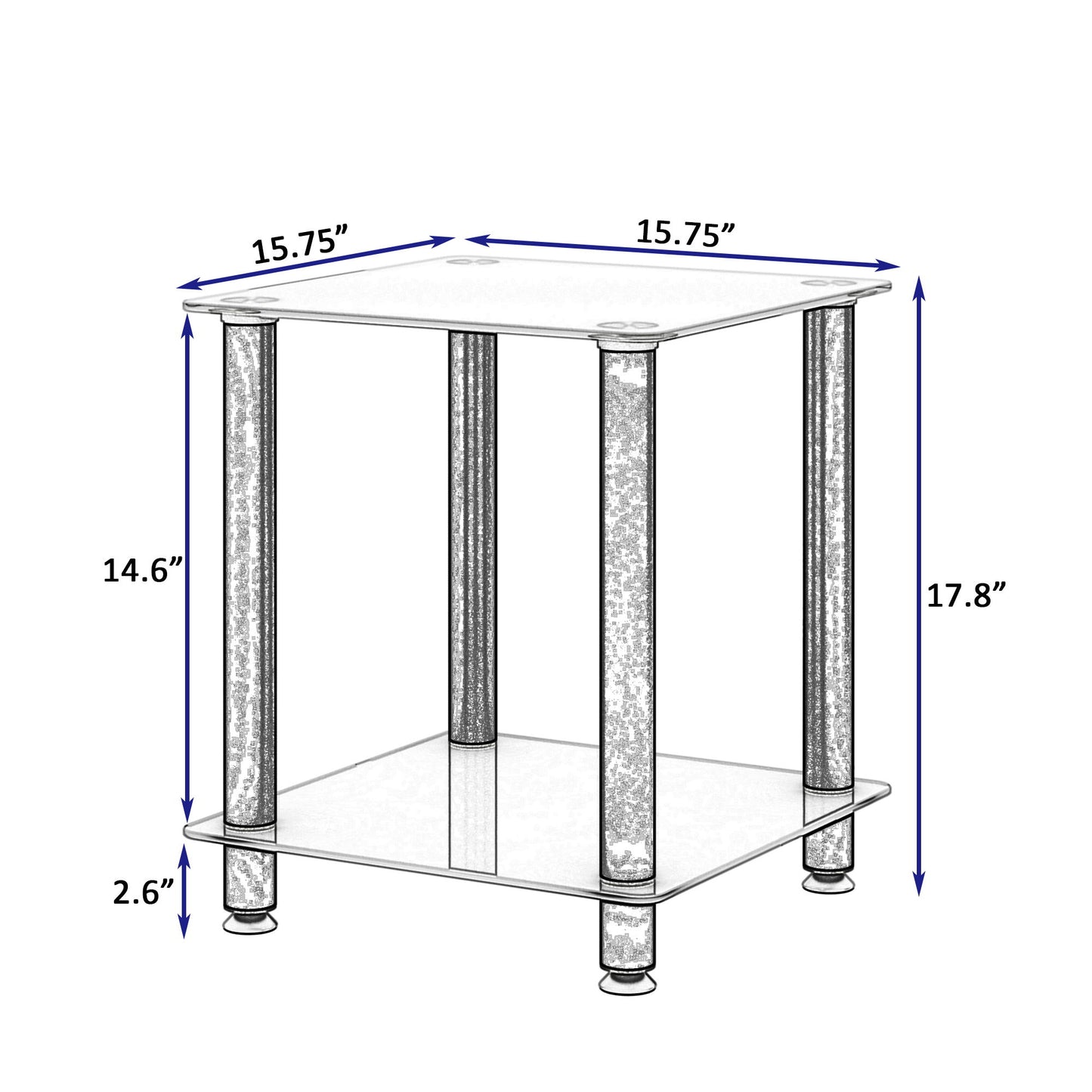 Side Table, 2 Tier Space End Table, Modern Night Stand, Sofa Table, Side Table With Storage Shelve - White / Black