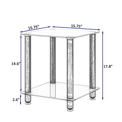Side Table, 2 Tier Space End Table, Modern Night Stand, Sofa Table, Side Table With Storage Shelve - White / Black