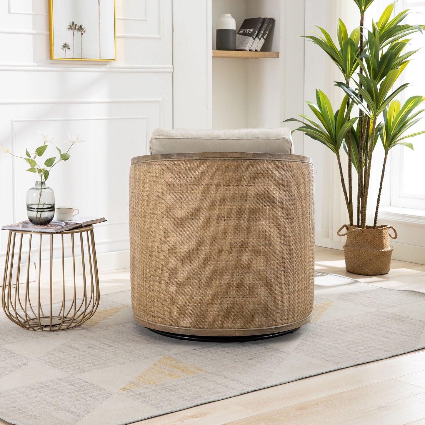 Swivel Barrel Chair, Comfy Round Accent Sofa Chair, 360 Degree Swivel - Oyster Gray