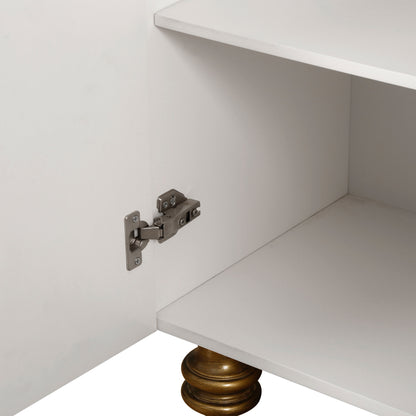 Modern Fluted Sideboard Buffet With Storage, Curve Element, 4 Doors With Adjustable Shelves - White