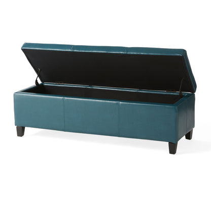 Glouster - Contemporary Storage Ottoman With Upholstered - Teal