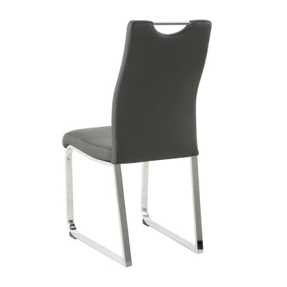 Modern Dining Chair (Set of 2), Upholstered With Cloth And Electroplated Metal Legs For Home Furniture - Charcoal Gray