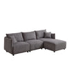 Multi Module Combination Style Sofa For Living Room And Other Lounge Spaces, Modern Minimalist Corduroy Combination Sofa With 2 Comfort Cushions With USB & C Charging Ports - Gray