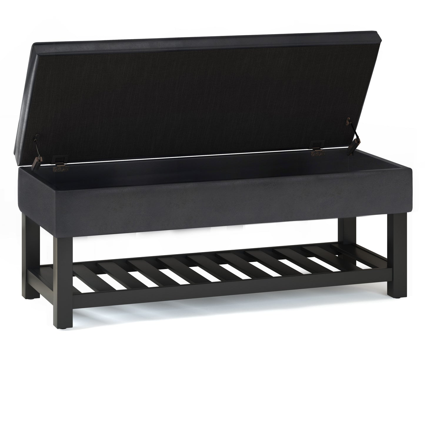 Cosmopolitan - Storage Ottoman Bench With Open Bottom - Distressed Black