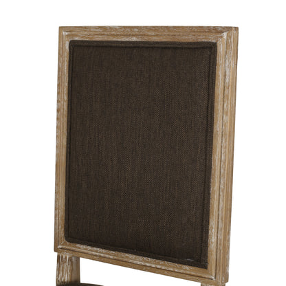 French Country Style Dining Chair Set With Upholstered Seats And Cane Backrest - Brown