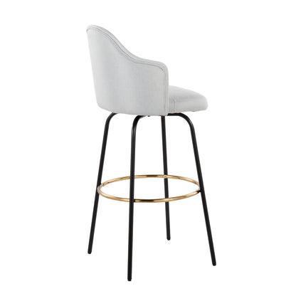 Ahoy - Contemporary Fixed Height Bar Stool Round Gold Footrest (Set of 2) - Light Gray / Black
