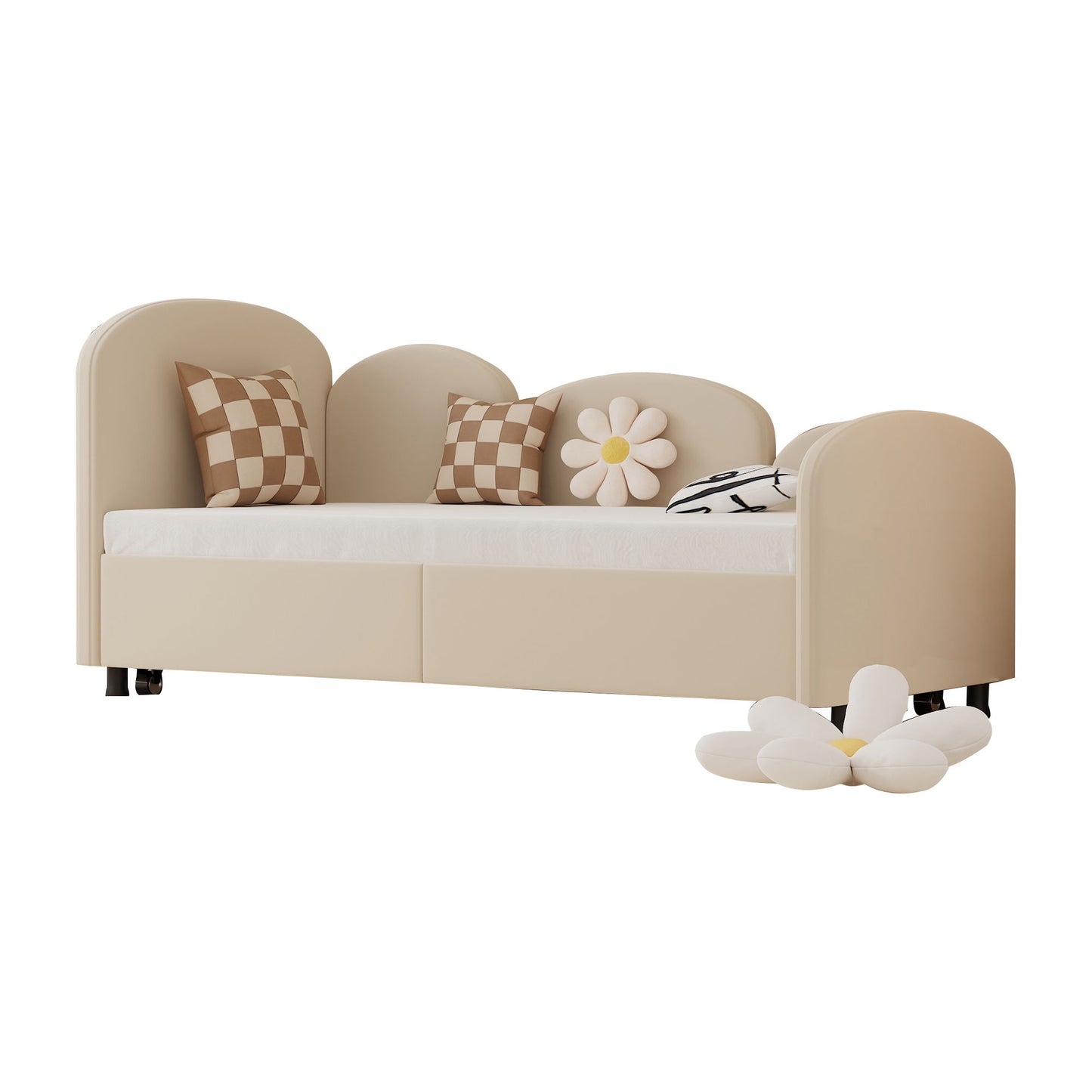 Modern Upholstered Daybed With Twin Size Bed Frames And Storage - Beige