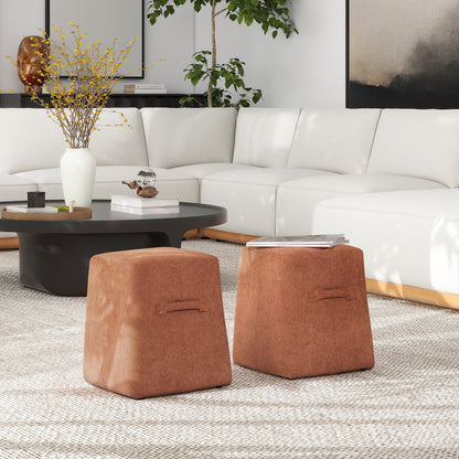 Clyde - Tapered Square Upholstered Ottoman - Spice Orange