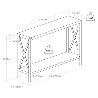 Modern Farmhouse X Entry Table With Lower Shelf - White Oak
