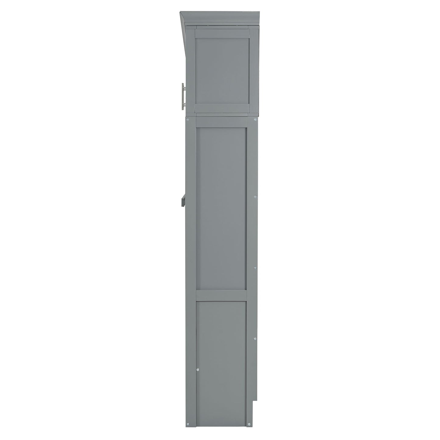 Queen Size Murphy Wall Bed With Top Cabinets & Wine Rack - Gray