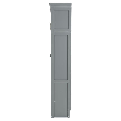 Queen Size Murphy Wall Bed With Top Cabinets & Wine Rack - Gray