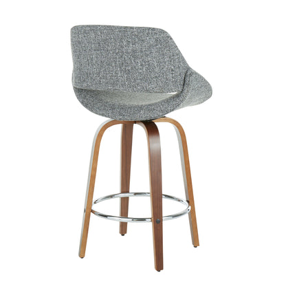 Fabrico - Mid-Century Modern Counter Stool (Set of 2) - Walnut / Gray