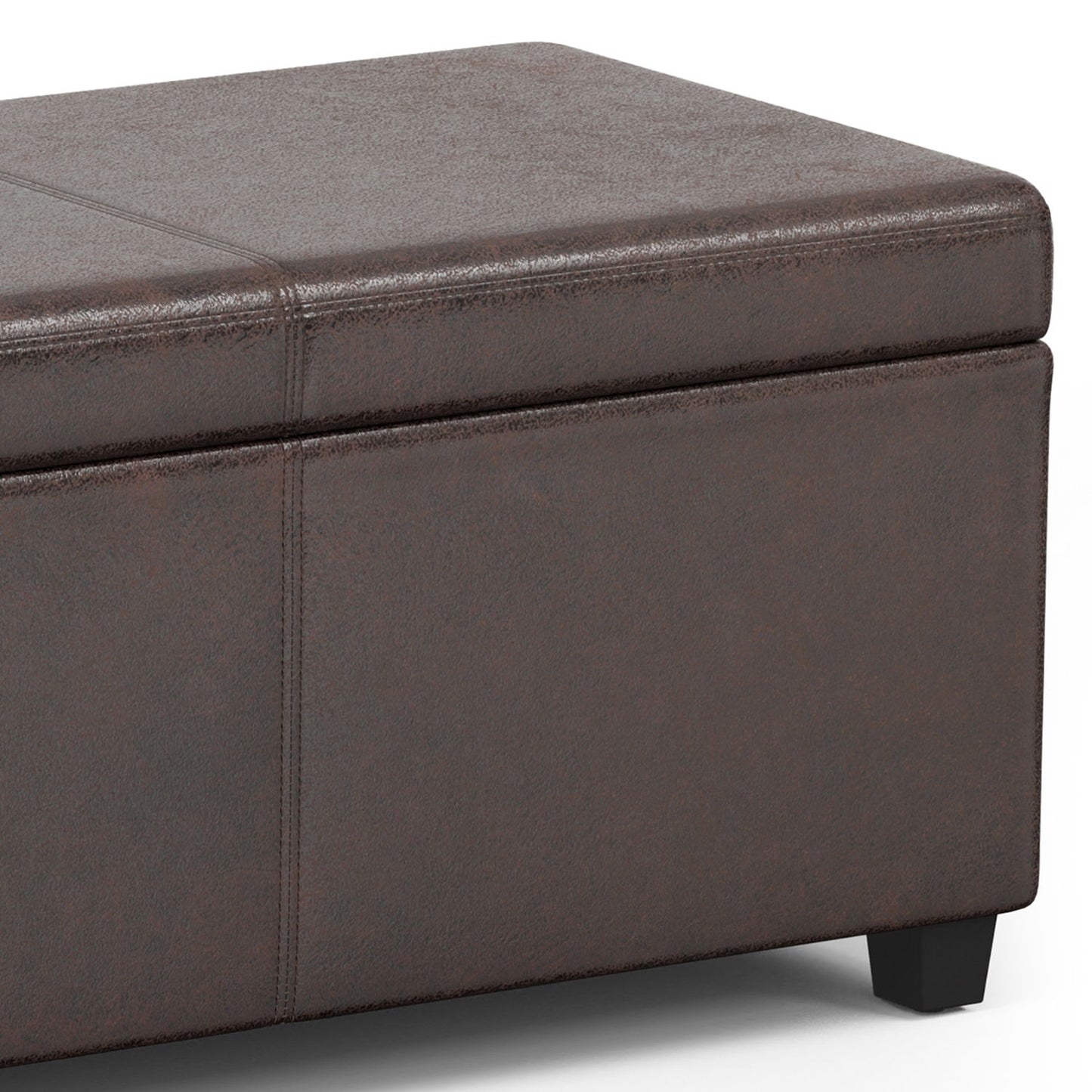 Avalon - Extra Large Storage Ottoman Bench - Distressed Brown
