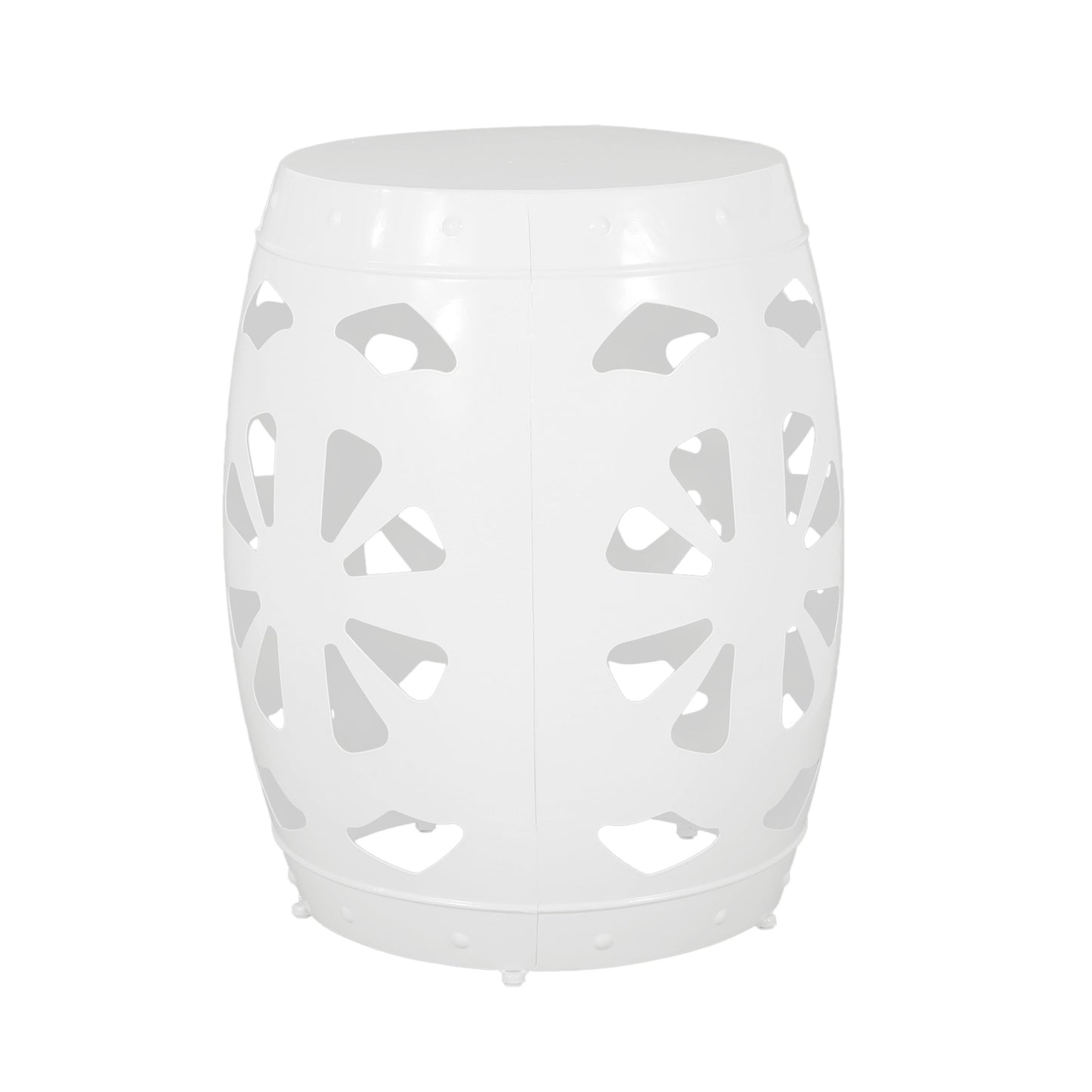 Large Metal End Table -White