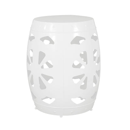 Large Metal End Table -White