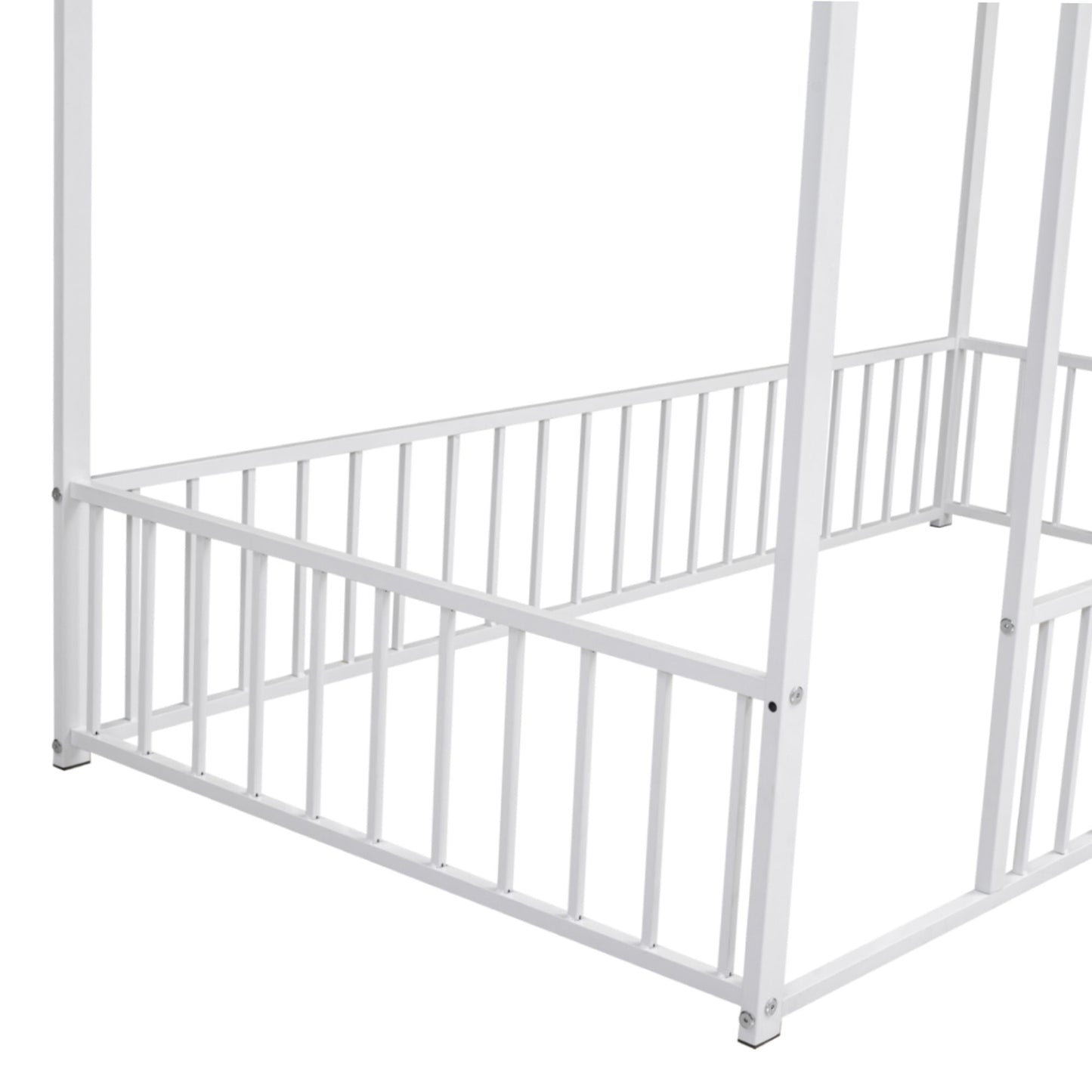Twin Size Bed House Bed Frame With Fence - White