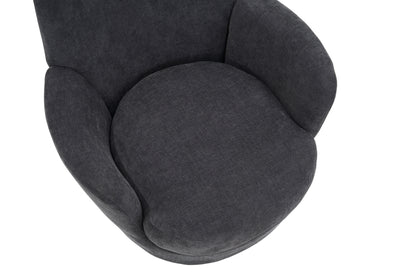 Swivel Barrel Chair, Swivel Accent Chairs Armchair For Living Room, Reading Chairs For Bedroom Comfy, Round Barrel Chairs With Gold Stainless Steel Base - Dark Gray