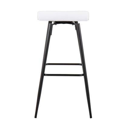 Ale - Contemporary Fixed Height Bar Stool (Set of 2) - White / Black